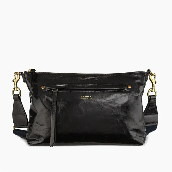 Isabel Marant Croco Shiny Black Crossbody Bag - Picture 1 of 10